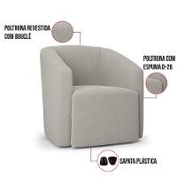 Poltrona Decorativa Orgânica Kit 2 Stella Max Bouclê Cinza D03 - D'rossi - 3