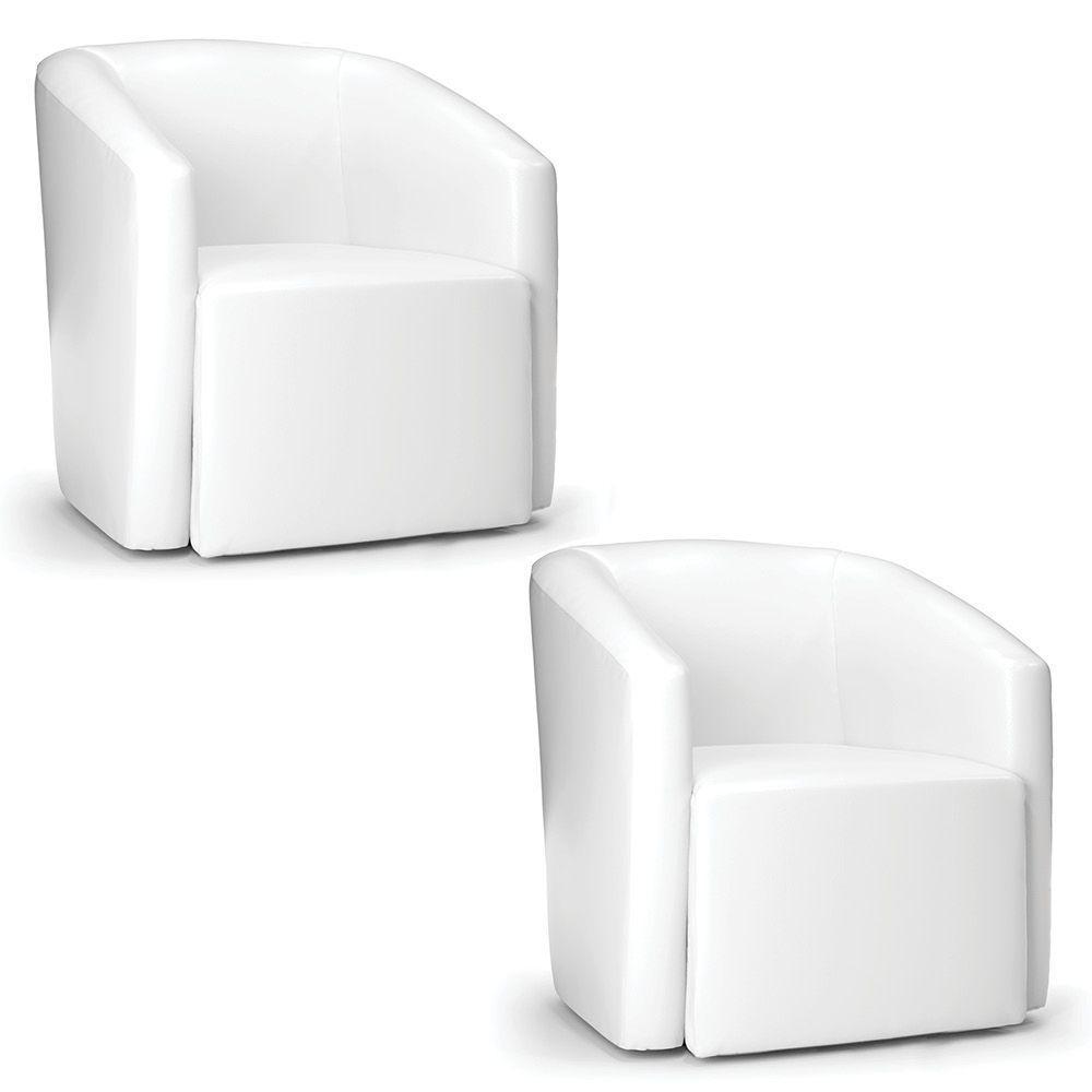 Poltrona Decorativa Orgânica Kit 2 Stella Max Sintético Pu Branco D03 - D'rossi - 1