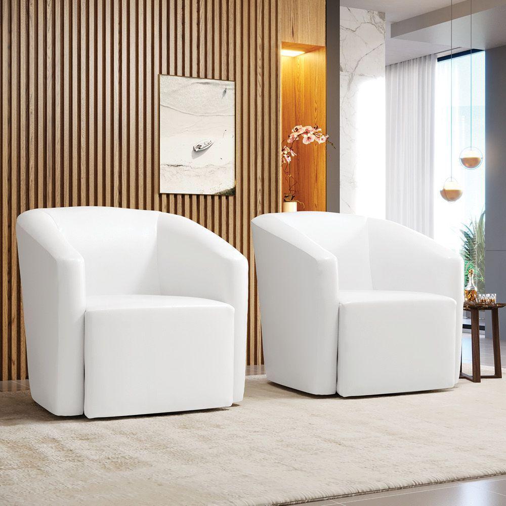 Poltrona Decorativa Orgânica Kit 2 Stella Max Sintético Pu Branco D03 - D'rossi - 2