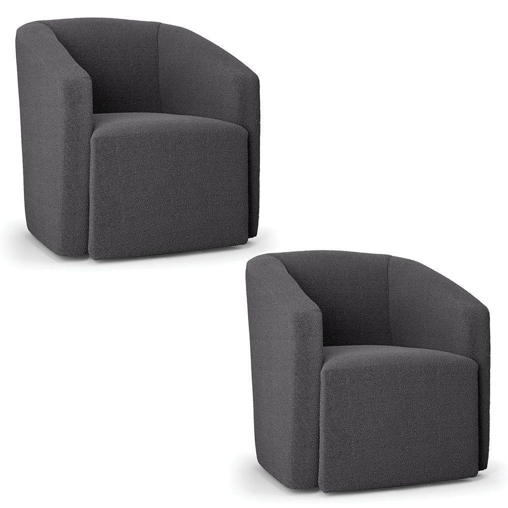 Poltrona Decorativa Orgânica Kit 2 Stella Max Bouclê Grafite D03 - D'rossi - 1