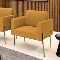 Poltrona Sala De Estar Pé Ferro Dourado Marisa Bouclê Mostarda D03 - D'rossi - 2