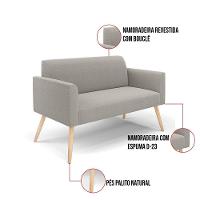 Namoradeira E 2 Poltronas Pé Palito Natural Marisa Bouclê Cinza D03 - D'rossi - 3