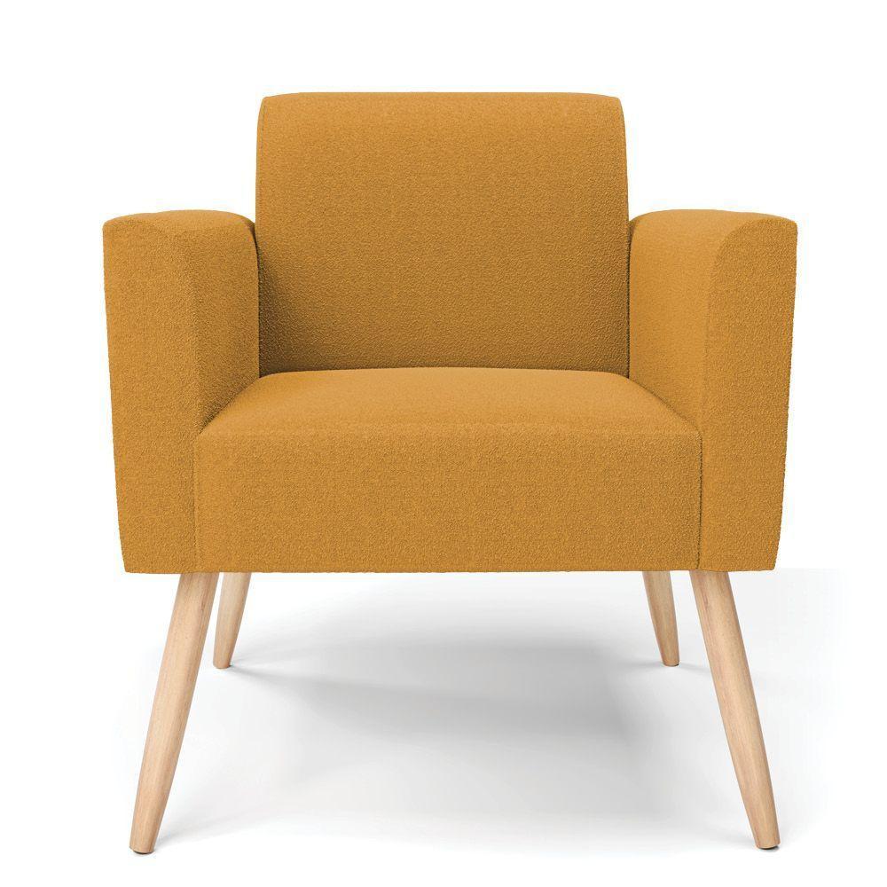 Poltrona Sala Estar Pé Palito Natural Kit 2 Marisa Bouclê Mostarda D03 - D'rossi - 5