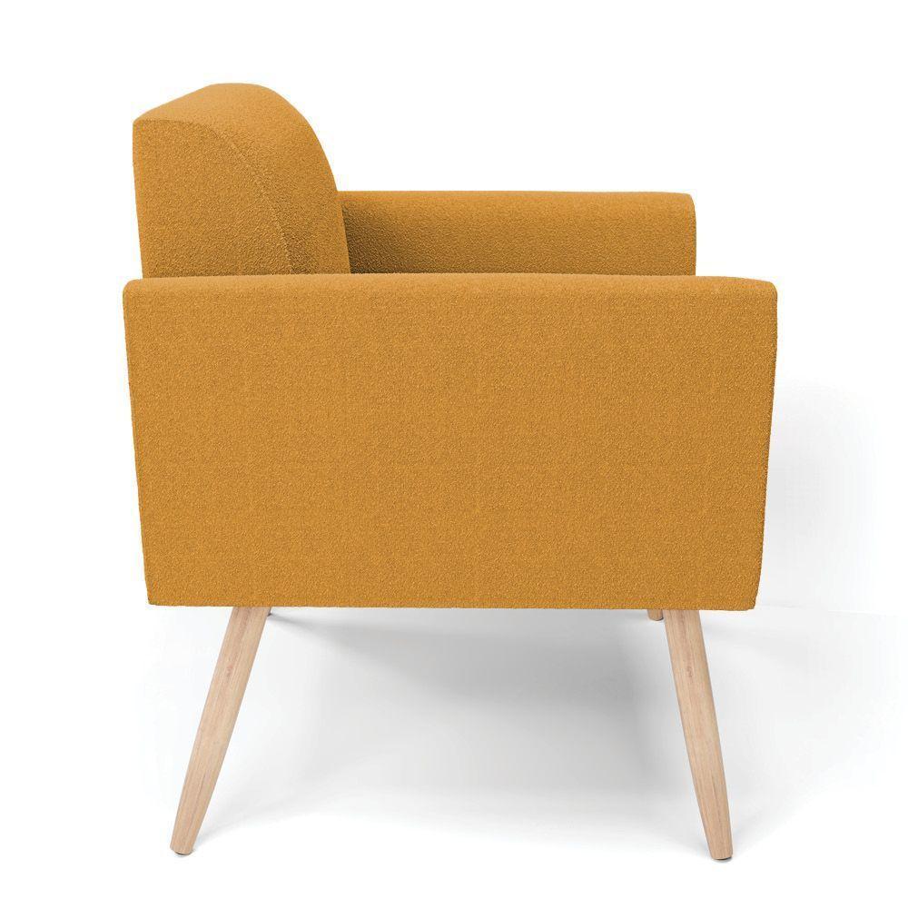 Poltrona Sala Estar Pé Palito Natural Kit 2 Marisa Bouclê Mostarda D03 - D'rossi - 6