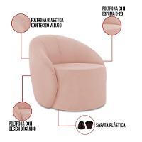 Poltrona Decorativa Orgânica Lua Veludo Rosê D03 - D'rossi - 3