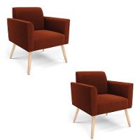 Poltrona Sala Estar Pé Palito Natural Kit 2 Marisa Bouclê Terra D03 - D'rossi - 1