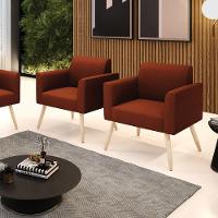 Poltrona Sala Estar Pé Palito Natural Kit 2 Marisa Bouclê Terra D03 - D'rossi - 2