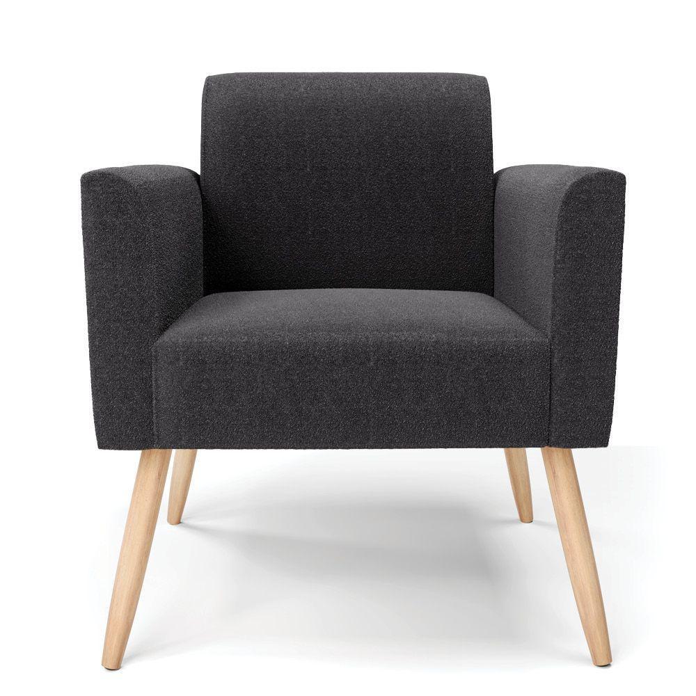 Poltrona Sala Estar Pé Palito Natural Kit 2 Marisa Bouclê Grafite D03 - D'rossi - 5