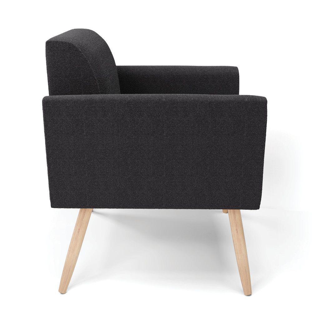 Poltrona Sala Estar Pé Palito Natural Kit 2 Marisa Bouclê Grafite D03 - D'rossi - 6