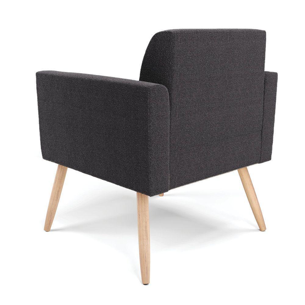 Poltrona Sala Estar Pé Palito Natural Kit 2 Marisa Bouclê Grafite D03 - D'rossi - 7