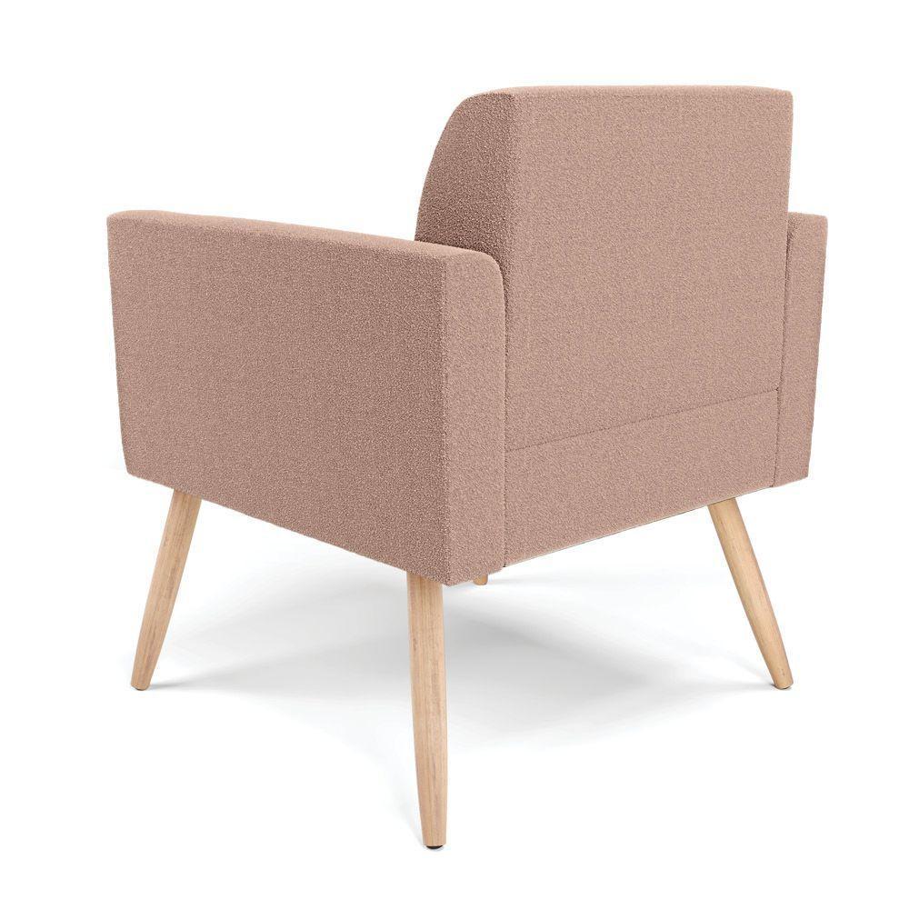 Poltrona Sala Estar Pé Palito Natural Kit 2 Marisa Bouclê Rosê D03 - D'rossi - 7
