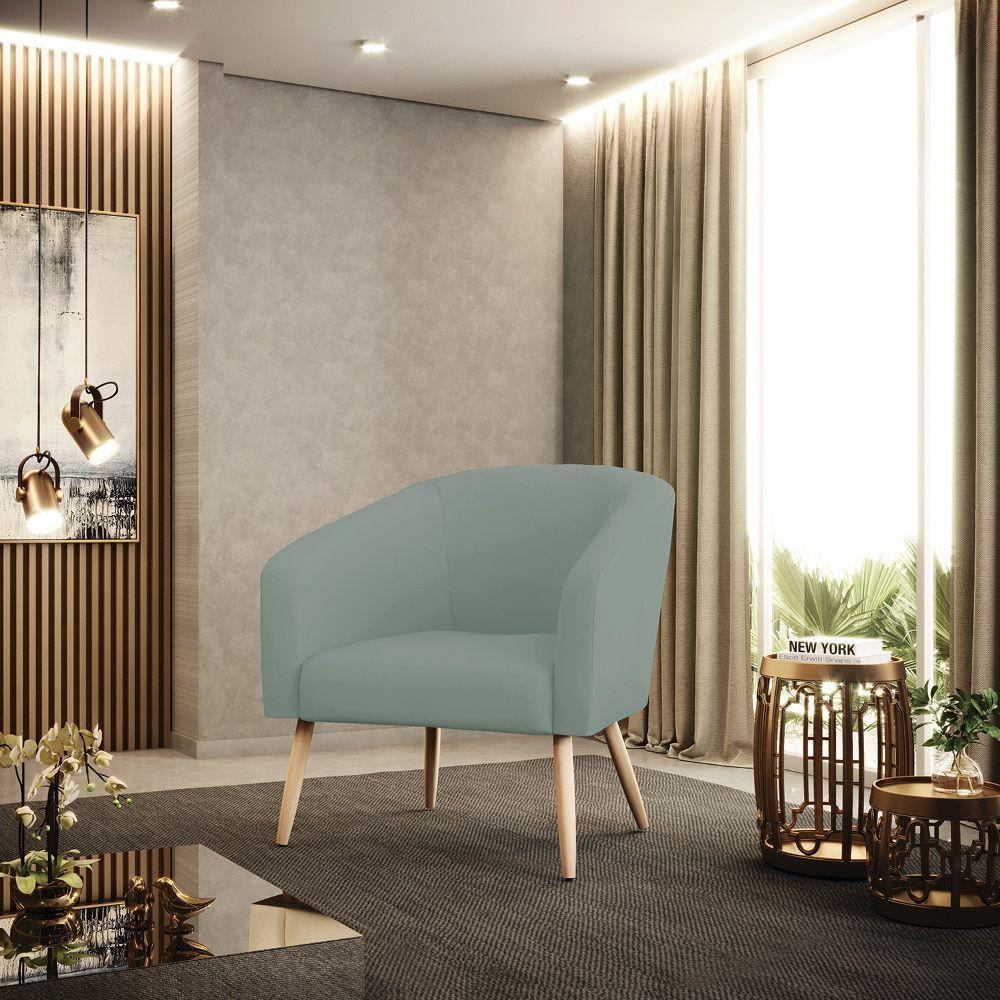 Poltrona Decorativa Pé Palito Natural Kit 2 Stella Cotelê Ext/veludo Menta D03 - D'rossi - 2