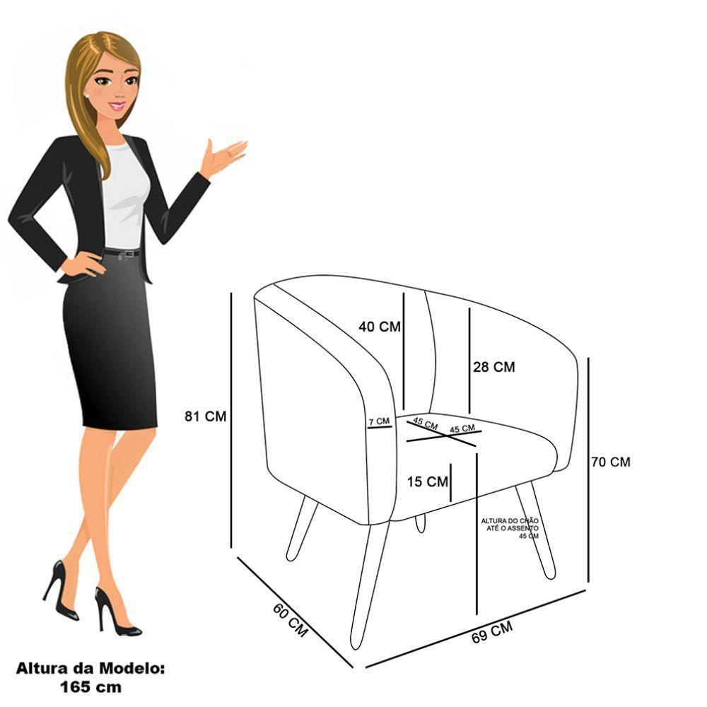 Poltrona Decorativa Pé Palito Natural Kit 2 Stella Cotelê Ext/veludo Menta D03 - D'rossi - 4