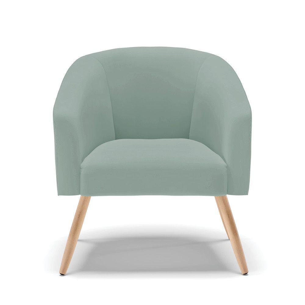 Poltrona Decorativa Pé Palito Natural Kit 2 Stella Cotelê Ext/veludo Menta D03 - D'rossi - 6
