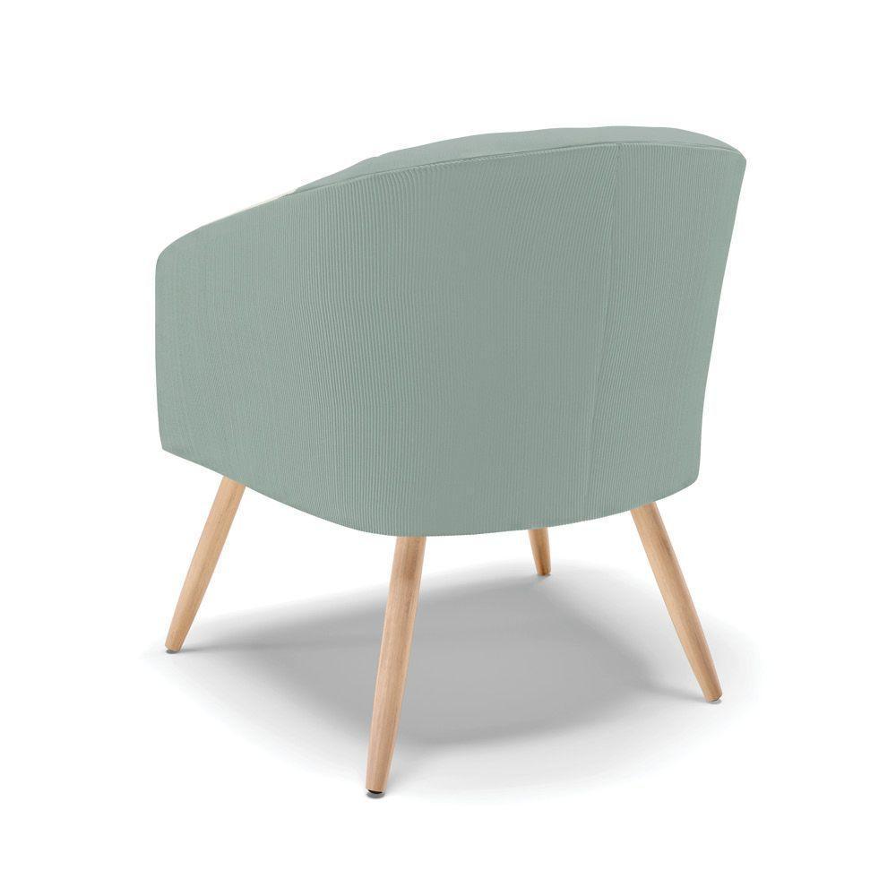 Poltrona Decorativa Pé Palito Natural Kit 2 Stella Cotelê Ext/veludo Menta D03 - D'rossi - 7