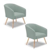 Poltrona Decorativa Pé Palito Natural Kit 2 Stella Cotelê Ext/veludo Menta D03 - D'rossi - 1