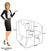 Poltrona Decorativa Pé Palito Natural Kit 2 Stella Cotelê Ext/veludo Menta D03 - D'rossi