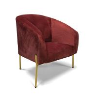 Poltrona Decorativa Pé Ferro Dourado Stella Veludo Text Marsala D03 - D'rossi - 1