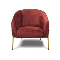 Poltrona Decorativa Pé Ferro Dourado Stella Veludo Text Marsala D03 - D'rossi - 6