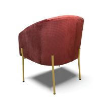 Poltrona Decorativa Pé Ferro Dourado Stella Veludo Text Marsala D03 - D'rossi - 7