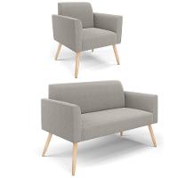 Namoradeira E Poltrona Pé Palito Natural Marisa Bouclê Cinza D03 - D'rossi - 1