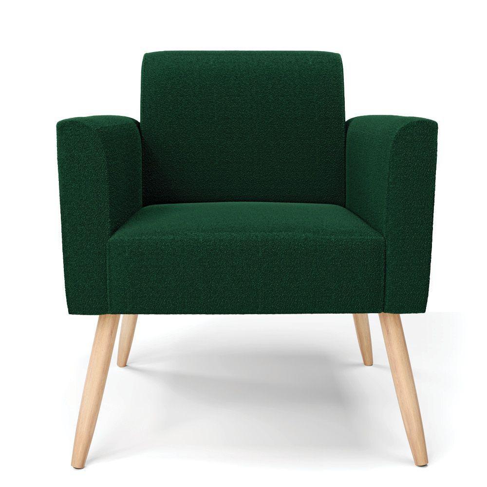 Poltrona Sala Estar Pé Palito Natural Kit 2 Marisa Bouclê Verde D03 - D'rossi - 5