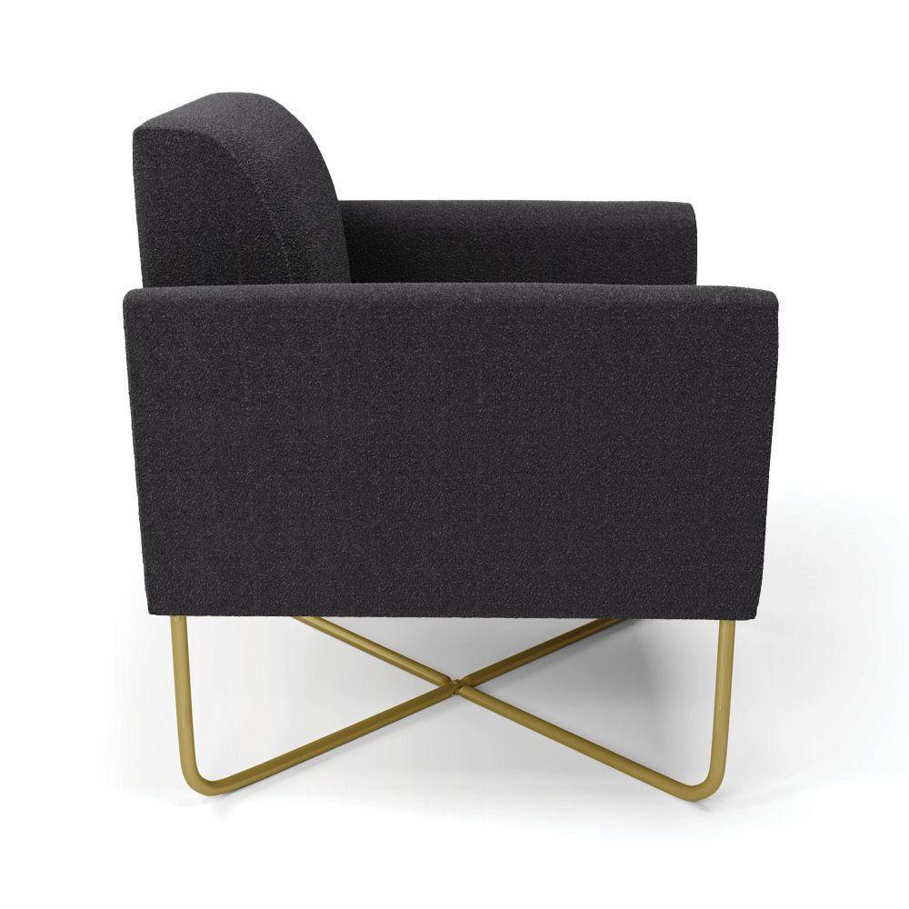 Poltrona Sala Base X Industrial Dourado Kit 2 Marisa Bouclê Grafite D03 - D'rossi - 5