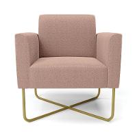 Poltrona Sala Base X Industrial Dourado Kit 2 Marisa Bouclê Rosê D03 - D'rossi
