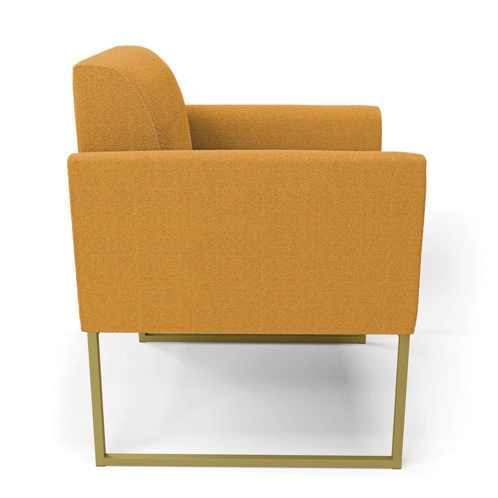 Poltrona Sala Estar Industrial Dourado Kit 2 Marisa Bouclê Mostarda D03 - D'rossi - 7