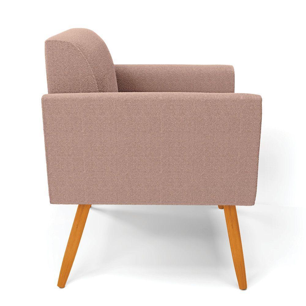 Poltrona Sala Estar Pé Palito Castanho Kit 2 Marisa Bouclê Rosê D03 - D'rossi - 6