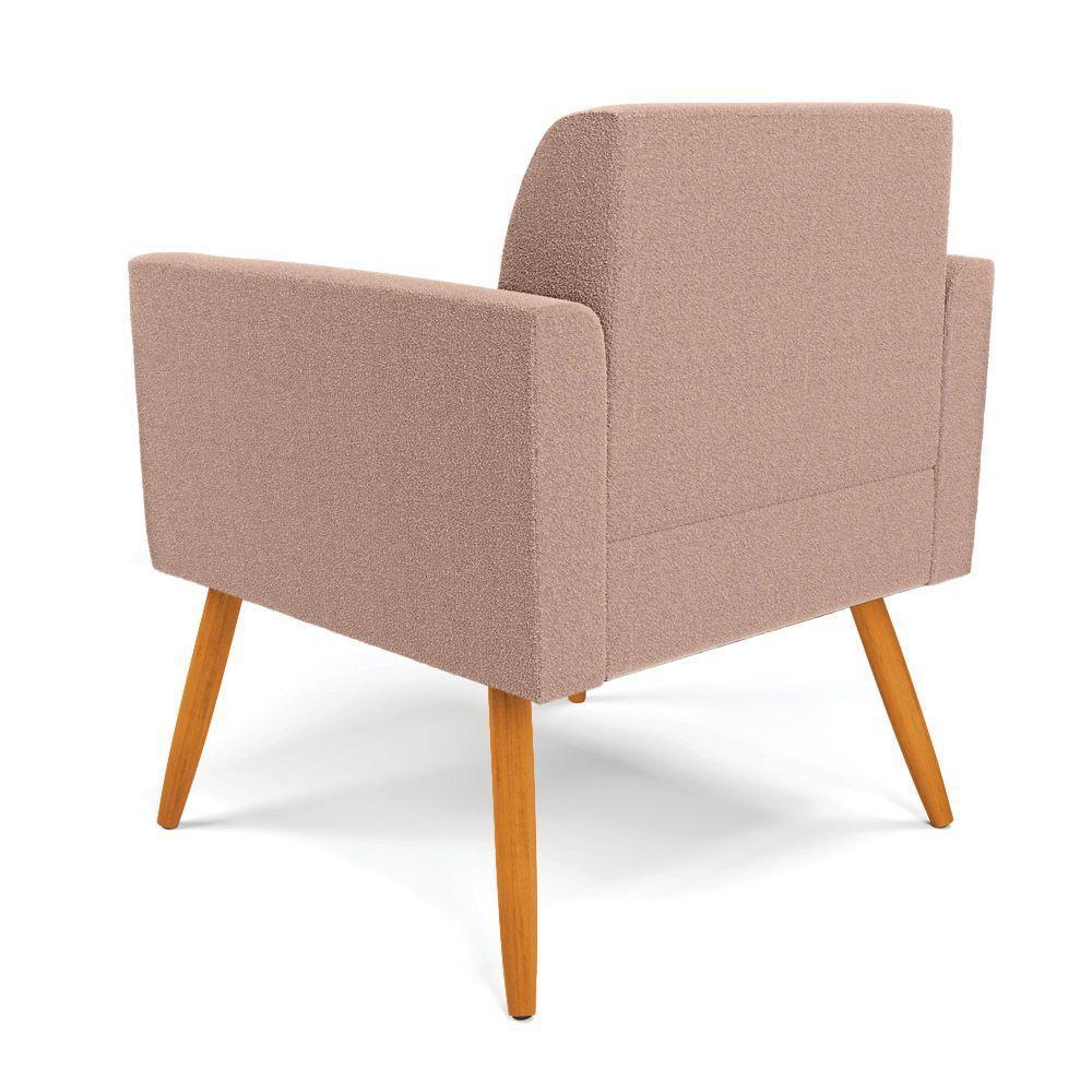 Poltrona Sala Estar Pé Palito Castanho Kit 2 Marisa Bouclê Rosê D03 - D'rossi - 7