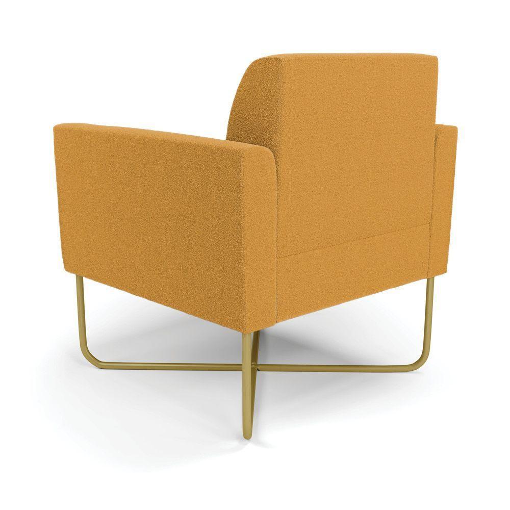 Poltrona Sala Base X Industrial Dourado Kit 2 Marisa Bouclê Mostarda D03 - D'rossi - 6