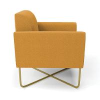 Poltrona Sala Base X Industrial Dourado Kit 2 Marisa Bouclê Mostarda D03 - D'rossi - 5