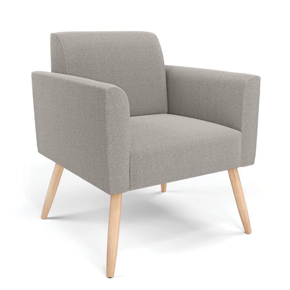 Poltrona Sala Estar Pé Palito Natural Marisa Bouclê Cinza D03 - D'rossi - 1