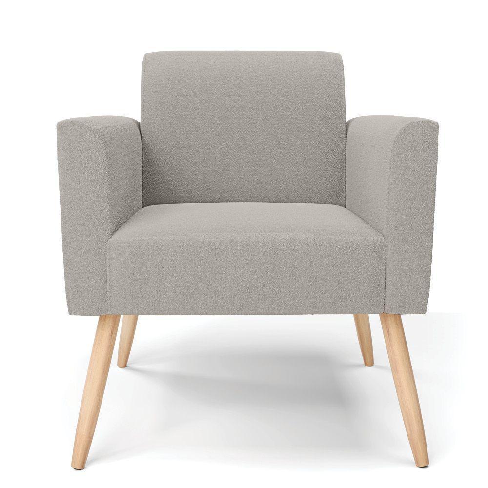 Poltrona Sala Estar Pé Palito Natural Marisa Bouclê Cinza D03 - D'rossi - 5