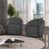 Poltrona Orgânica Giratória Kit 2 Lua Bouclê Grafite D03 - D'rossi - 2