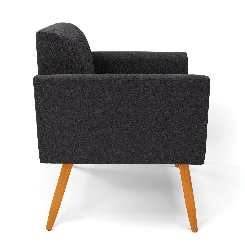 Poltrona Sala Estar Pé Palito Castanho Kit 2 Marisa Bouclê Grafite D03 - D'rossi - 6