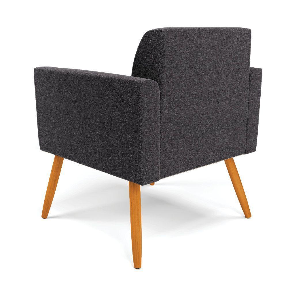 Poltrona Sala Estar Pé Palito Castanho Kit 2 Marisa Bouclê Grafite D03 - D'rossi - 7