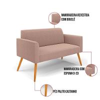 Namoradeira E 2 Poltronas Pé Palito Castanho Marisa Bouclê Rosê D03 - D'rossi - 3