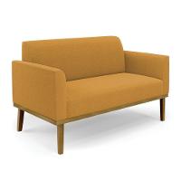 Namoradeira E 2 Poltronas Base Madeira Castanho Marisa Bouclê Mostarda D03 - D'rossi - 7