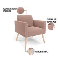 Namoradeira E 2 Poltronas Pé Palito Natural Marisa Bouclê Rosê D03 - D'rossi