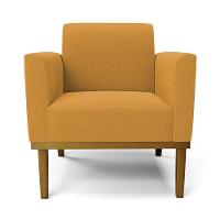 Poltrona Sala Base Madeira Castanho Kit 2 Marisa Bouclê Mostarda D03 - D'rossi - 5