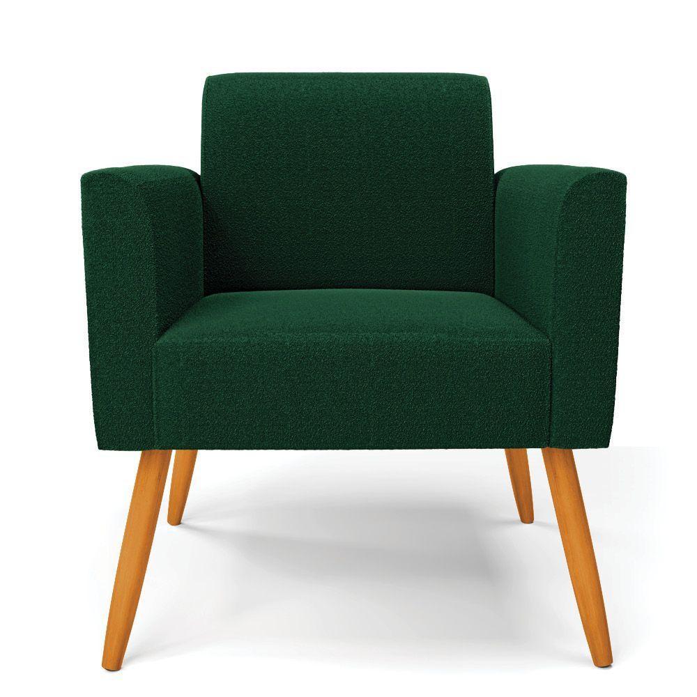 Poltrona Sala Estar Pé Palito Castanho Kit 2 Marisa Bouclê Verde D03 - D'rossi - 5