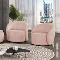 Poltrona Orgânica Giratória Kit 2 Lua Bouclê Rosê D03 - D'rossi - 2