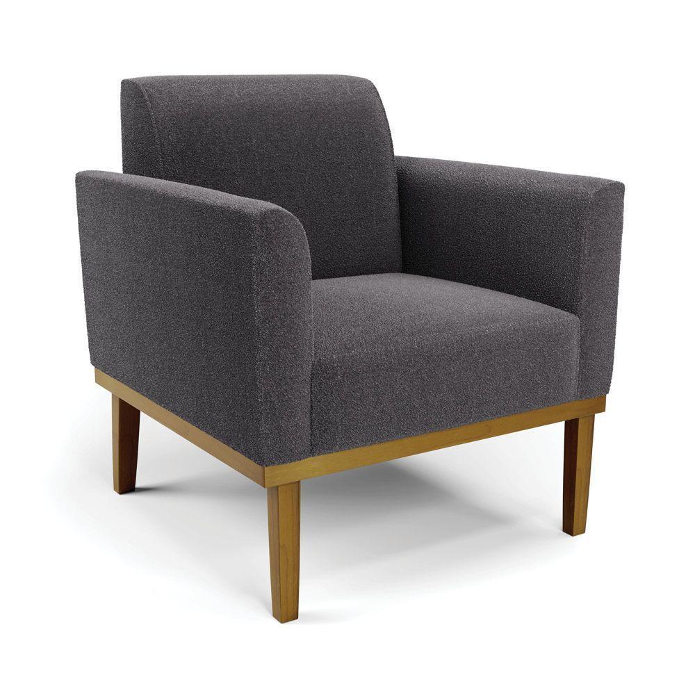 Namoradeira E 2 Poltronas Base Madeira Castanho Marisa Bouclê Grafite D03 - D'rossi - 8