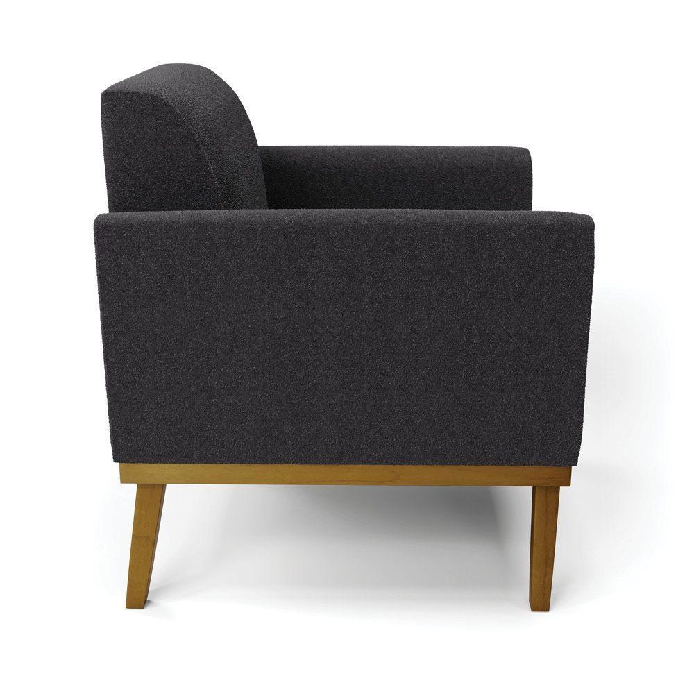 Poltrona Sala Base Madeira Castanho Kit 2 Marisa Bouclê Grafite D03 - D'rossi - 7