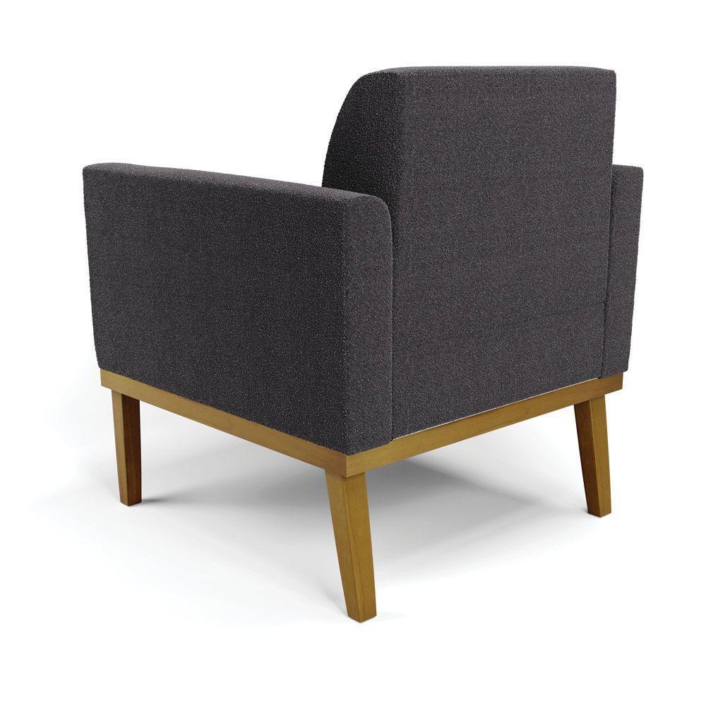 Poltrona Sala Base Madeira Castanho Kit 2 Marisa Bouclê Grafite D03 - D'rossi - 8