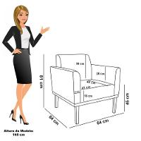 Poltrona Sala Base Madeira Castanho Kit 2 Marisa Bouclê Grafite D03 - D'rossi