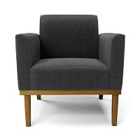 Poltrona Sala Base Madeira Castanho Kit 2 Marisa Bouclê Grafite D03 - D'rossi - 5