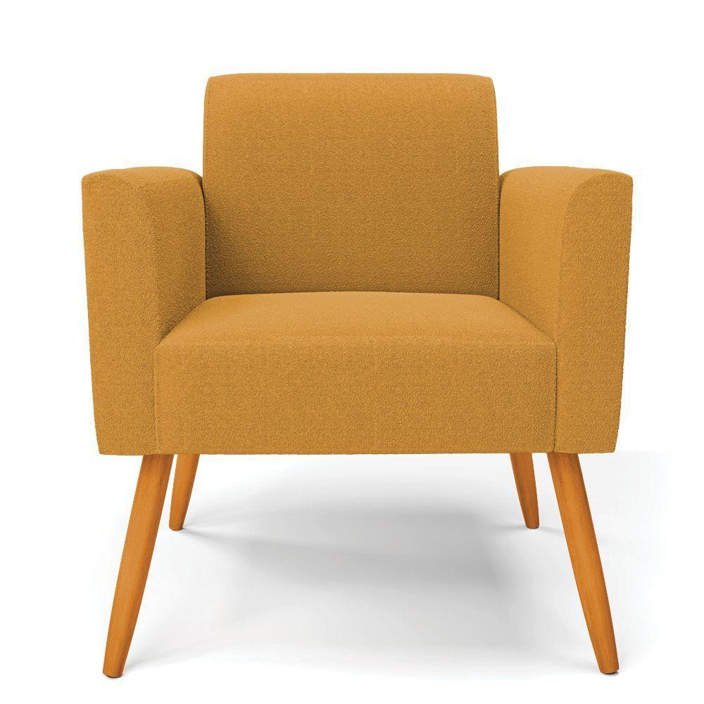 Poltrona Sala Estar Pé Palito Castanho Kit 2 Marisa Bouclê Mostarda D03 - D'rossi - 5